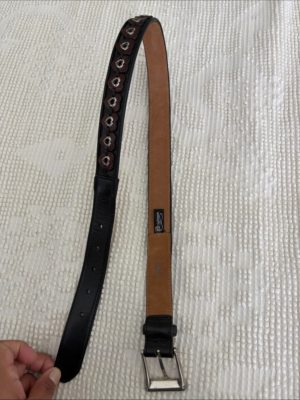 Brighton vintage Heart-Studded Black Leather size medium 30